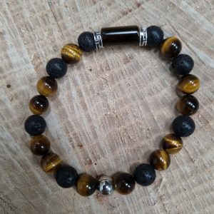 Bracelet oeil du tigre et pierre de lave