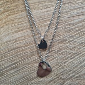 Pendentif double coeur en acier inoxydable