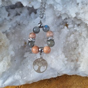 Pendentif Élia , pierre du soleil et labradorite