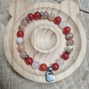 bracelet fertilité, pierre de lune cornaline et quartz rose