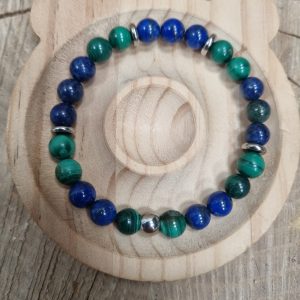 bracelet énergie bleue azurite malachite et lapis lazuli